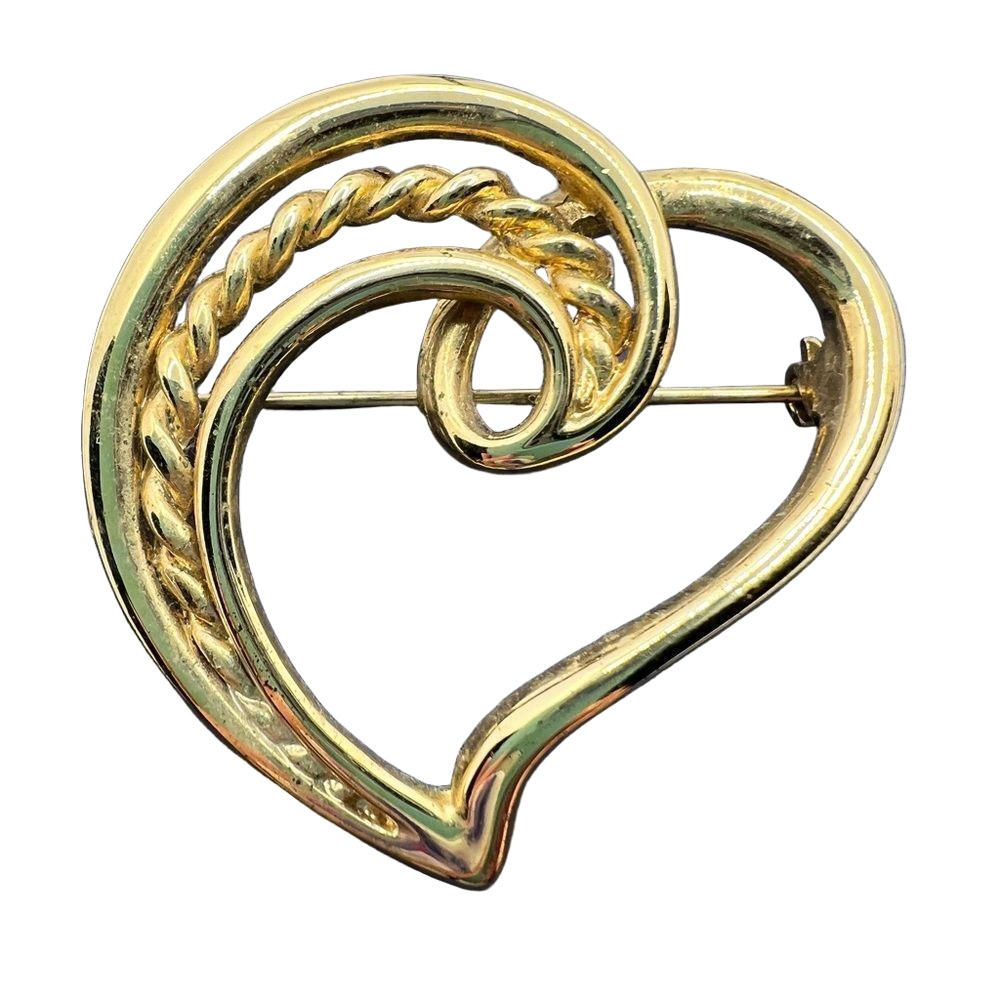 Vintage Napier Gold Heart Pin Brooch